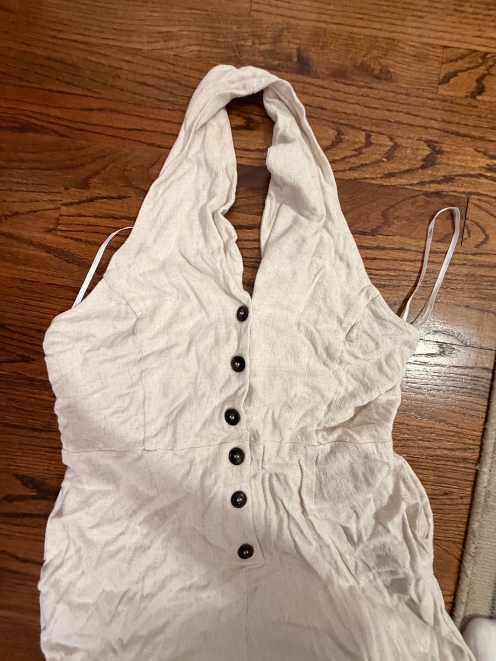 Lulu's Cream Button-Front One-Piece Bodysuit